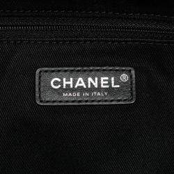 Chanel Black Canvas Leather Handbag Chain Bag