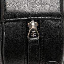 Pre Owned Chanel Black Leather Camellia Round Mini Chain Shoulder Bag