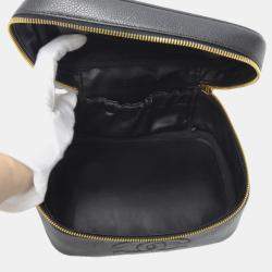 Chanel Black Caviar Skin Vanity Bag Cosmetic Pouch  