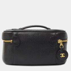 Chanel Black Caviar Skin Vanity Bag Cosmetic Pouch  