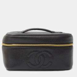 Chanel Black Caviar Skin Vanity Bag Cosmetic Pouch  