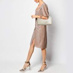 Pre Owned Chanel Light Beige Quilted Aged Leather Cotton Club Bowler Bag