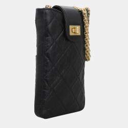 Pre Owned Chanel Aged Calfskin Phone Holder With 2.55 Chain