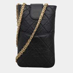 Pre Owned Chanel Aged Calfskin Phone Holder With 2.55 Chain