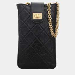 Pre Owned Chanel Aged Calfskin Phone Holder With 2.55 Chain