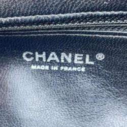 Pre Owned Chanel Black Caviar Leather Kiss Lock Clutch Bag