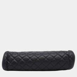 Pre Owned Chanel Black Caviar Leather Kiss Lock Clutch Bag