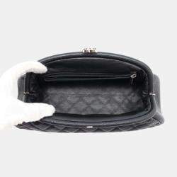 Pre Owned Chanel Black Caviar Leather Kiss Lock Clutch Bag