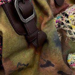 Chanel Embroidery Graffiti Bag Khaki/Brown Canvas Leather
