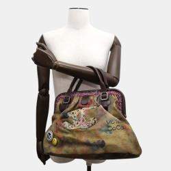 Chanel Embroidery Graffiti Bag Khaki/Brown Canvas Leather