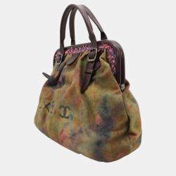 Chanel Embroidery Graffiti Bag Khaki/Brown Canvas Leather