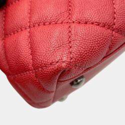 Chanel Red Caviar Leather Matelasse Coco Handle Bag