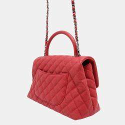 Chanel Red Caviar Leather Matelasse Coco Handle Bag