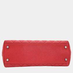 Chanel Red Caviar Leather Matelasse Coco Handle Bag