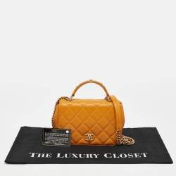 Pre Owned Chanel Mustard Caviar Leather Mini Carry Around Flap Bag