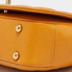 Pre Owned Chanel Mustard Caviar Leather Mini Carry Around Flap Bag