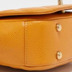 Pre Owned Chanel Mustard Caviar Leather Mini Carry Around Flap Bag