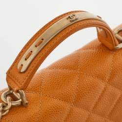Pre Owned Chanel Mustard Caviar Leather Mini Carry Around Flap Bag