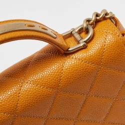 Pre Owned Chanel Mustard Caviar Leather Mini Carry Around Flap Bag