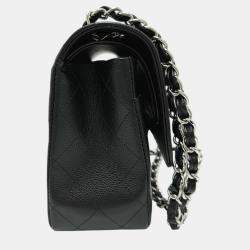 Pre Owned Chanel Black Caviar Leather Double Flap Shoulder Bag