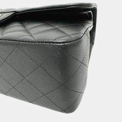 Pre Owned Chanel Black Caviar Leather Double Flap Shoulder Bag