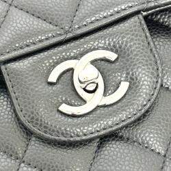 Pre Owned Chanel Black Caviar Leather Double Flap Shoulder Bag