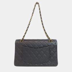 Pre Owned Chanel Black Caviar Leather Classic Double Flap Medium Bag