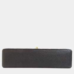 Pre Owned Chanel Black Caviar Leather Classic Double Flap Medium Bag