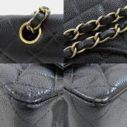 Pre Owned Chanel Black Caviar Leather Classic Double Flap Medium Bag