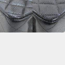 Pre Owned Chanel Black Caviar Leather Classic Double Flap Medium Bag
