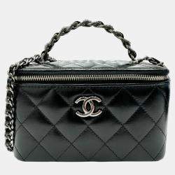 Pre Owned Chanel Black Calfskin Leather Vanity Chain Shoulder Bag