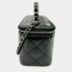 Pre Owned Chanel Black Calfskin Leather Vanity Chain Shoulder Bag