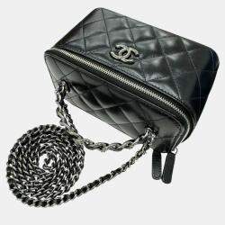 Pre Owned Chanel Black Calfskin Leather Vanity Chain Shoulder Bag
