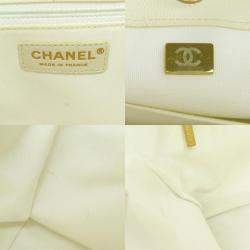Pre Owned Chanel White Caviar  Leather Chain Tote Bag