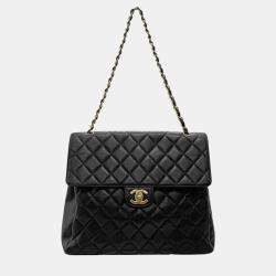 Pre Owned Chanel Black Caviar Leather CC Flap Shoulder Bag
