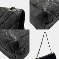 Pre Owned Chanel Black Caviar Leather CC Flap Shoulder Bag