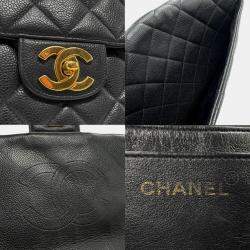 Pre Owned Chanel Black Caviar Leather CC Flap Shoulder Bag