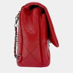 Pre Owned Chanel Red  Quilted Leather CC Flap Shoulder Bag