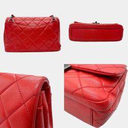 Pre Owned Chanel Red  Quilted Leather CC Flap Shoulder Bag