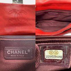 Pre Owned Chanel Red  Quilted Leather CC Flap Shoulder Bag