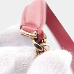 Chanel Red Reverse Chevron Quilted  Leather Round Top Handle  Bag