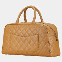 Chanel Beige Caviar Leather Coco Mark Bowling  Bag