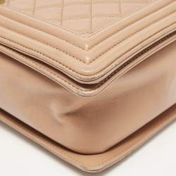 Chanel Beige Quilted Leather New Medium Boy Flap Bag
