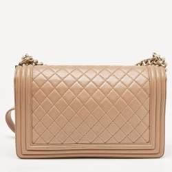 Chanel Beige Quilted Leather New Medium Boy Flap Bag