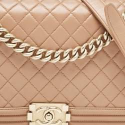 Chanel Beige Quilted Leather New Medium Boy Flap Bag
