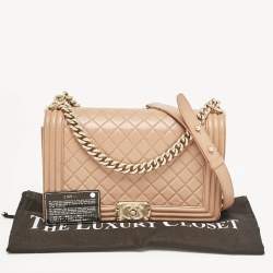 Chanel Beige Quilted Leather New Medium Boy Flap Bag