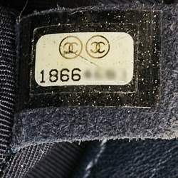 Pre Owned Chanel Navy Blue Quilted Leather Medium Boy Flap Bag