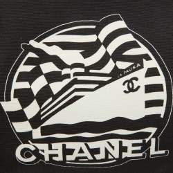 Pre Owned Chanel Black/White Print Canvas La Pausa Medium O-Zip-Case