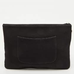 Pre Owned Chanel Black/White Print Canvas La Pausa Medium O-Zip-Case