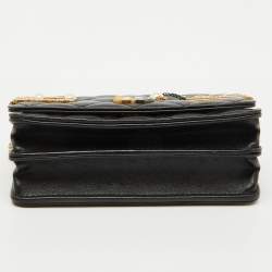 Chanel Black Quilted Leather Coco Clips Mini Wallet On Chain